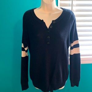 American Eagle Navy Button Up Crew Neck Sweater Size XSmall